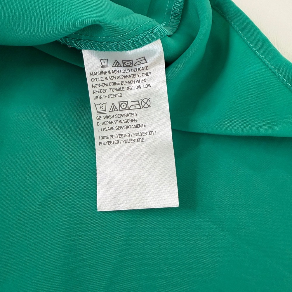 Denim & Co Button Up Tunic Women 1X Green Roll Tab Sleeve Pocket Longline - Picture 8 of 8